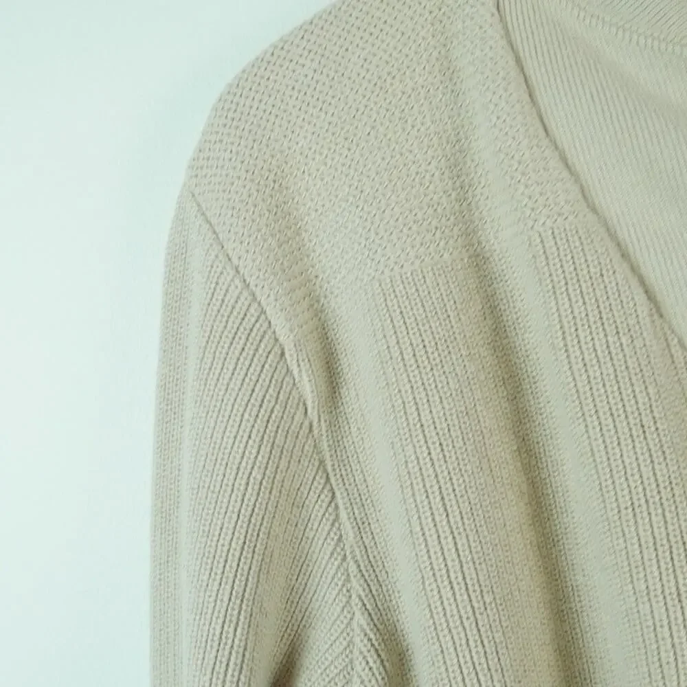 Vintage LL Bean Henley Sweater Large USA Cotton Fisherman Ribbed Knit Pullover - Picture 5 of 10